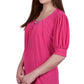 NY Collection Women's Short Sleeve Balloon Sleeve Top Pink Size Petite Medium