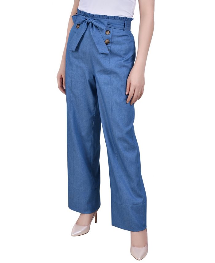 NY Collection Women's Full Length Pull On Sailor Pants Blue Size Petite X-Large