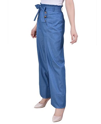 NY Collection Women's Full Length Pull On Sailor Pants Blue Size Petite X-Large