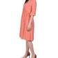 NY Collection Women's Elbow Sleeve Swiss Dot Empire Dress Orange Size Petite X-Large