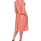 NY Collection Women's Elbow Sleeve Swiss Dot Empire Dress Orange Size Petite X-Large