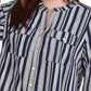 NY Collection Women's 3/4 Sleeve Roll Tab Y Neck Blouse Blue Size 2X