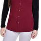 NY Collection Women's Long Sleeve Studded Colorblocked Split Neck Top Red Size Petite X-Large