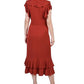NY Collection Women's Flutter Sleeve Ruffle Midi Dress Red Size Petite Large