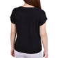 NY Collection Women's Sleeve Grommet Neck Knit Top Black Size Petite Small