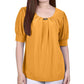NY Collection Women's Short Sleeve Balloon Sleeve Top Yellow Size Medium