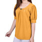 NY Collection Women's Short Sleeve Balloon Sleeve Top Yellow Size Medium
