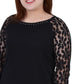 NY Collection Women's Plus Long Lace Sleeve Top Black Size 1X