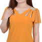 NY Collection Women's Short Flutter Sleeve Top Yellow Size Petite Small