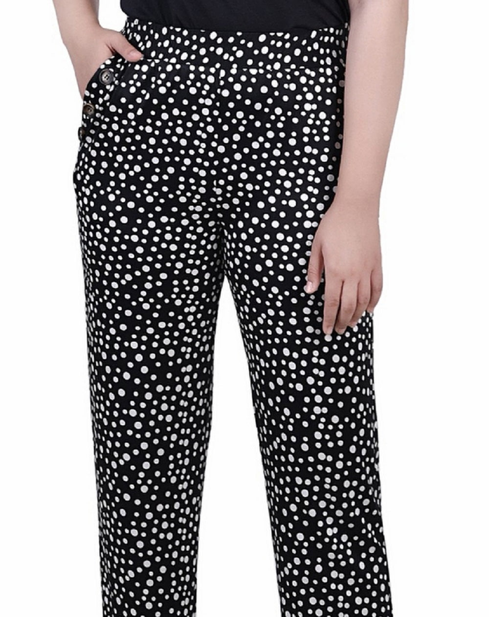 NY Collection Women's Wide Waist Pull On Pants Black Size Petite X-Large