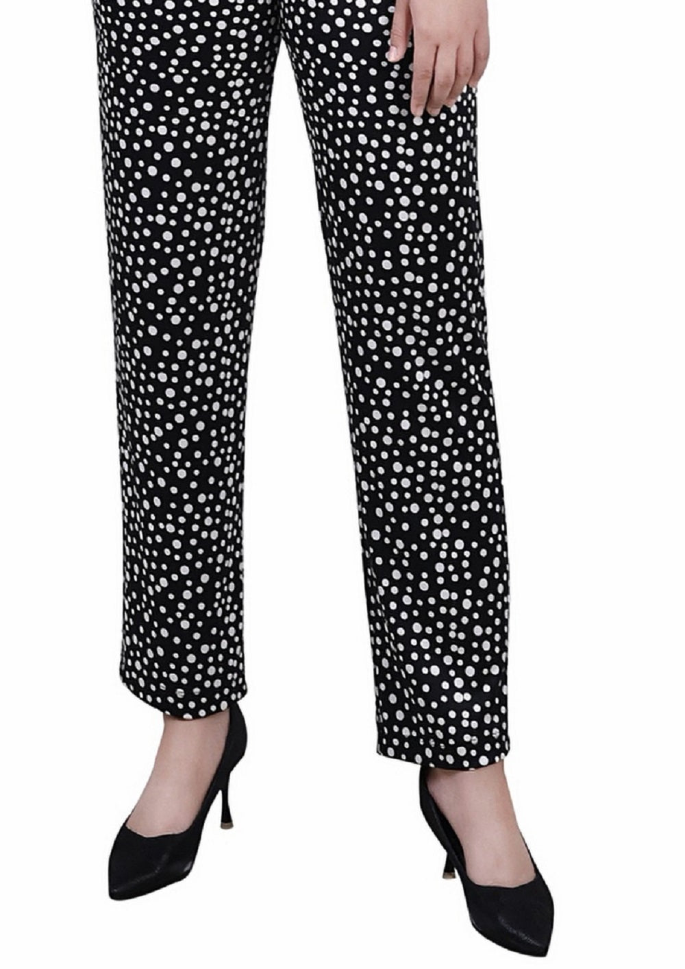 NY Collection Women's Wide Waist Pull On Pants Black Size Petite X-Large