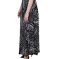 NY Collection Women's Printed Chiffon Belted Maxi Skirt Black Size Petite Large