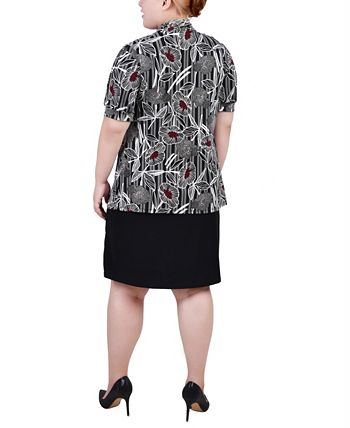 NY Collection Women's Set 2 Piece Dress Black Size 1X