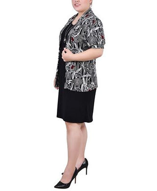 NY Collection Women's Set 2 Piece Dress Black Size 1X