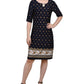 NY Collection Women's Elbow Sleeve Knee Length Dress Blue Size Petite Large