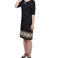 NY Collection Women's Elbow Sleeve Knee Length Dress Blue Size Petite Large