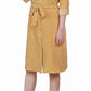 NY Collection Women's Printed Long Sleeve Roll Tab Shirtdress Yellow Size Petite Large