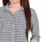 NY Collection Women's 3/4 Sleeve Roll Tab Notch Collar Blouse Gray Size Petite Medium