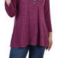 NY Collection Women's 3/4 Sleeve 3 Ring Top Pink Size Large
