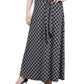 NY Collection Women's Printed Maxi Skirt With Sash Waist Tie Black Size Petite Medium