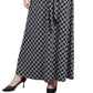 NY Collection Women's Printed Maxi Skirt With Sash Waist Tie Black Size Petite Medium