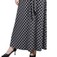 NY Collection Women's Maxi Skirt With Sash Waist Tie Gray Size Petite Large