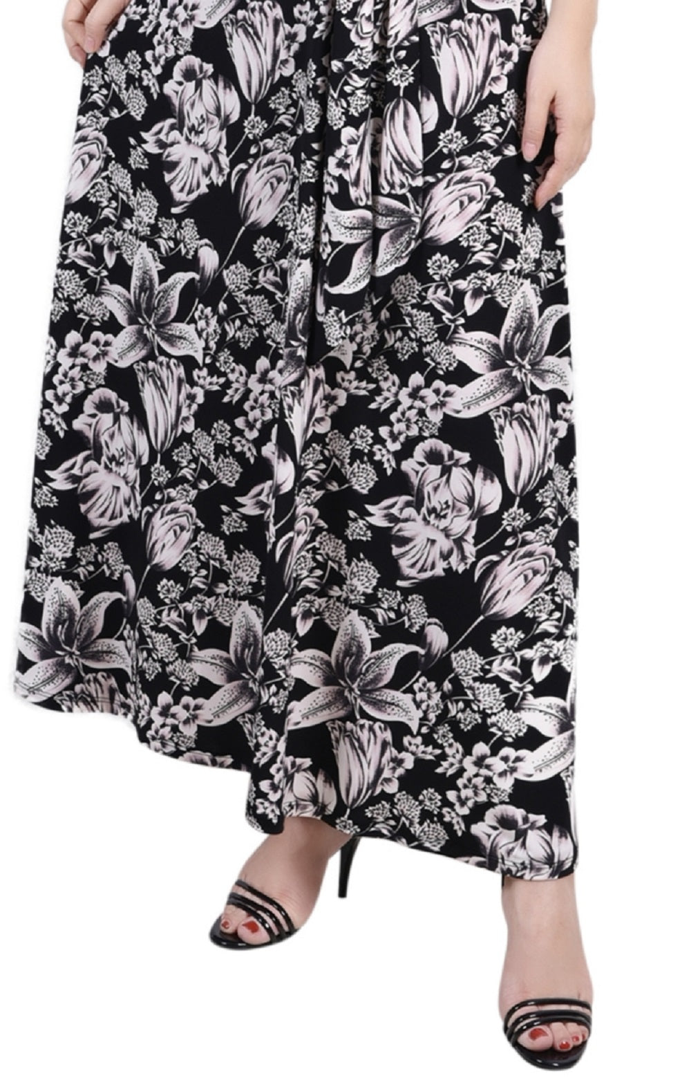 NY Collection Women's Printed Maxi Skirt Black Size Petite Large