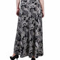 NY Collection Women's Printed Maxi Skirt With Sash Waist Tie Black Size Petite Medium