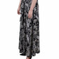 NY Collection Women's Printed Maxi Skirt With Sash Waist Tie Black Size Petite Medium