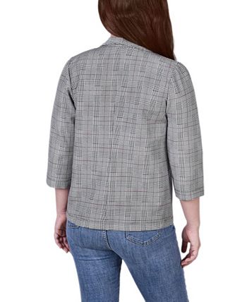 NY Collection Women's 3/4 Sleeve Ponte Jacket Black Size Petite X-Large