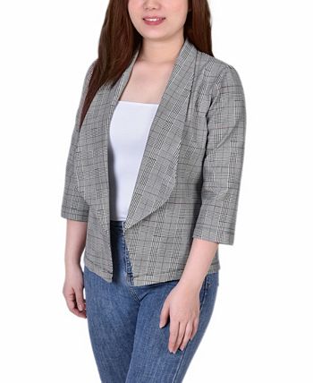 NY Collection Women's 3/4 Sleeve Ponte Jacket Black Size Petite X-Large