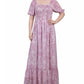 NY Collection Women's Short Sleeve Smocked Maxi Dress Pink Size Petite Medium