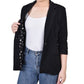 NY Collection Women's 3/4 Rouched Sleeve Crepe Jacket Black Size X-Large