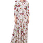 NY Collection Women's 3/4 Sleeve Crinkle Tiered Maxi Dress White Size Petite Medium