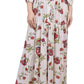 NY Collection Women's 3/4 Sleeve Crinkle Tiered Maxi Dress White Size Petite Medium