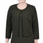 NY Collection Women's Textured 3/4 Sleeve Two Piece Dress Set Green Size 14