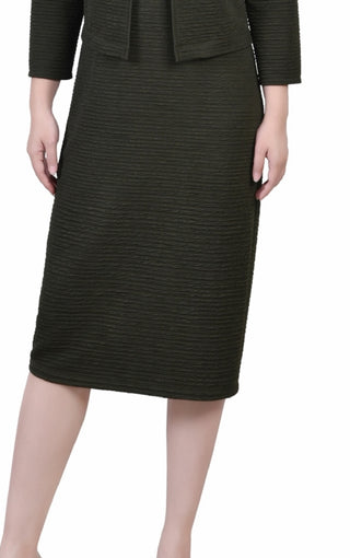 NY Collection Women's Textured 3/4 Sleeve Two Piece Dress Set Green Size 14