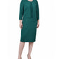 NY Collection Women's Textured 3/4 Sleeve Two Piece Dress Set Green Size 14 Petite