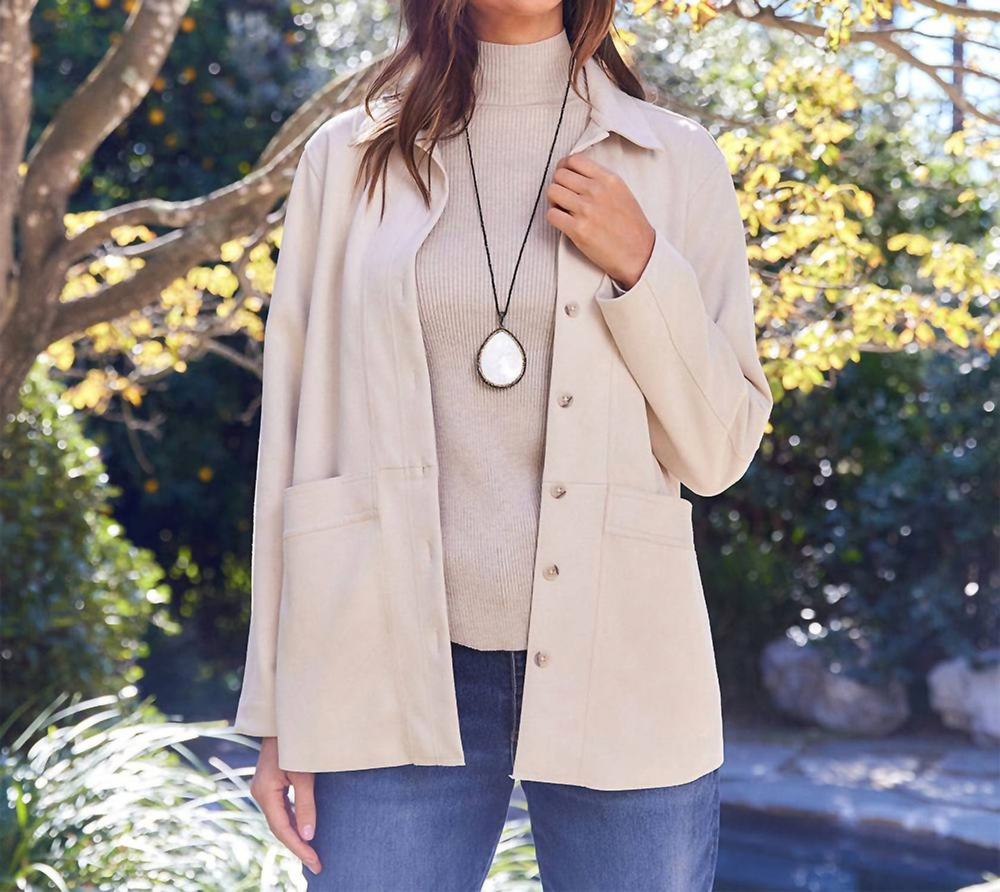 Karen Kane - Faux Suede Shirt Jacket