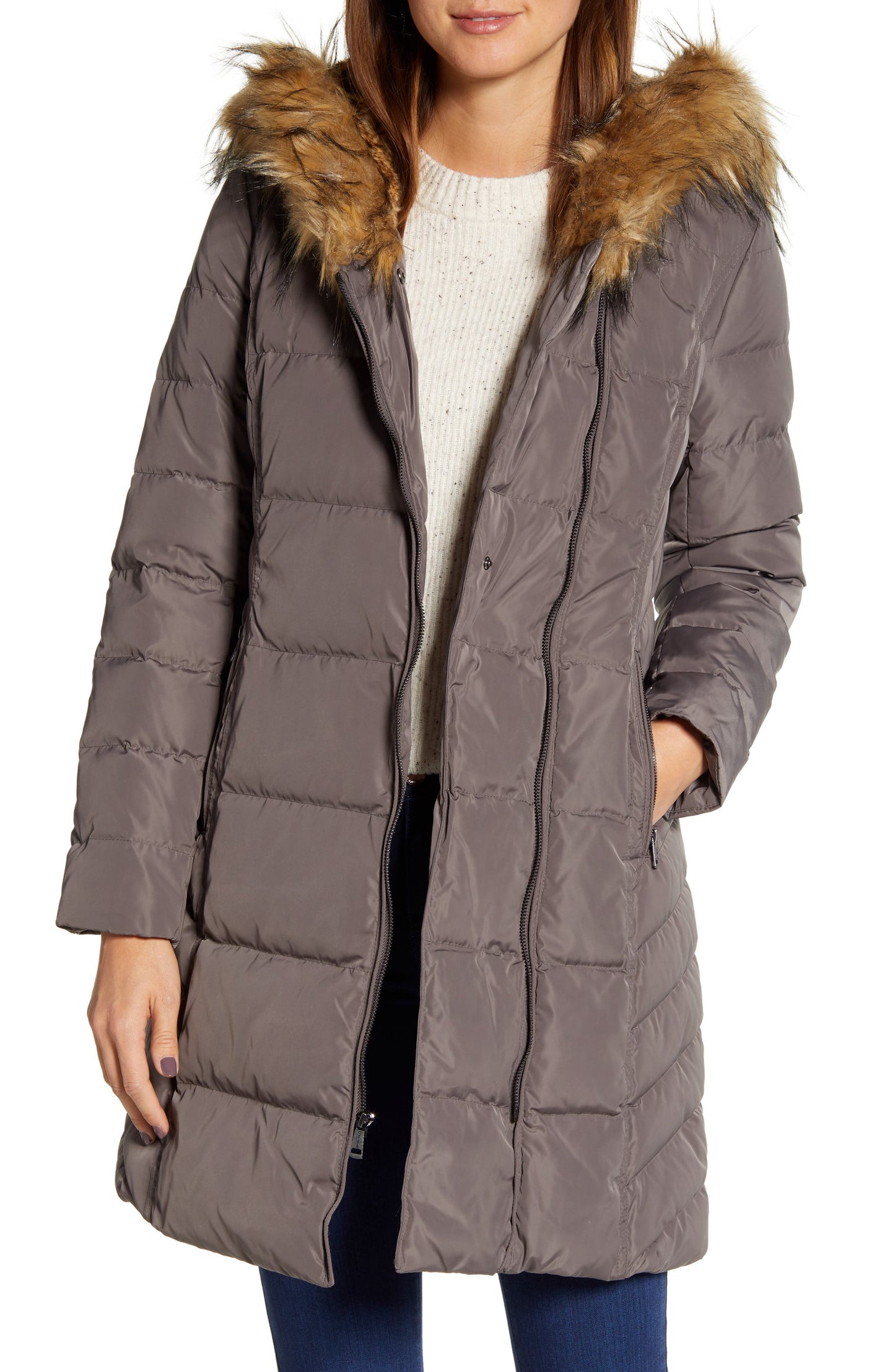 Cole Haan Feather Down Puffer Jacket - Carbon