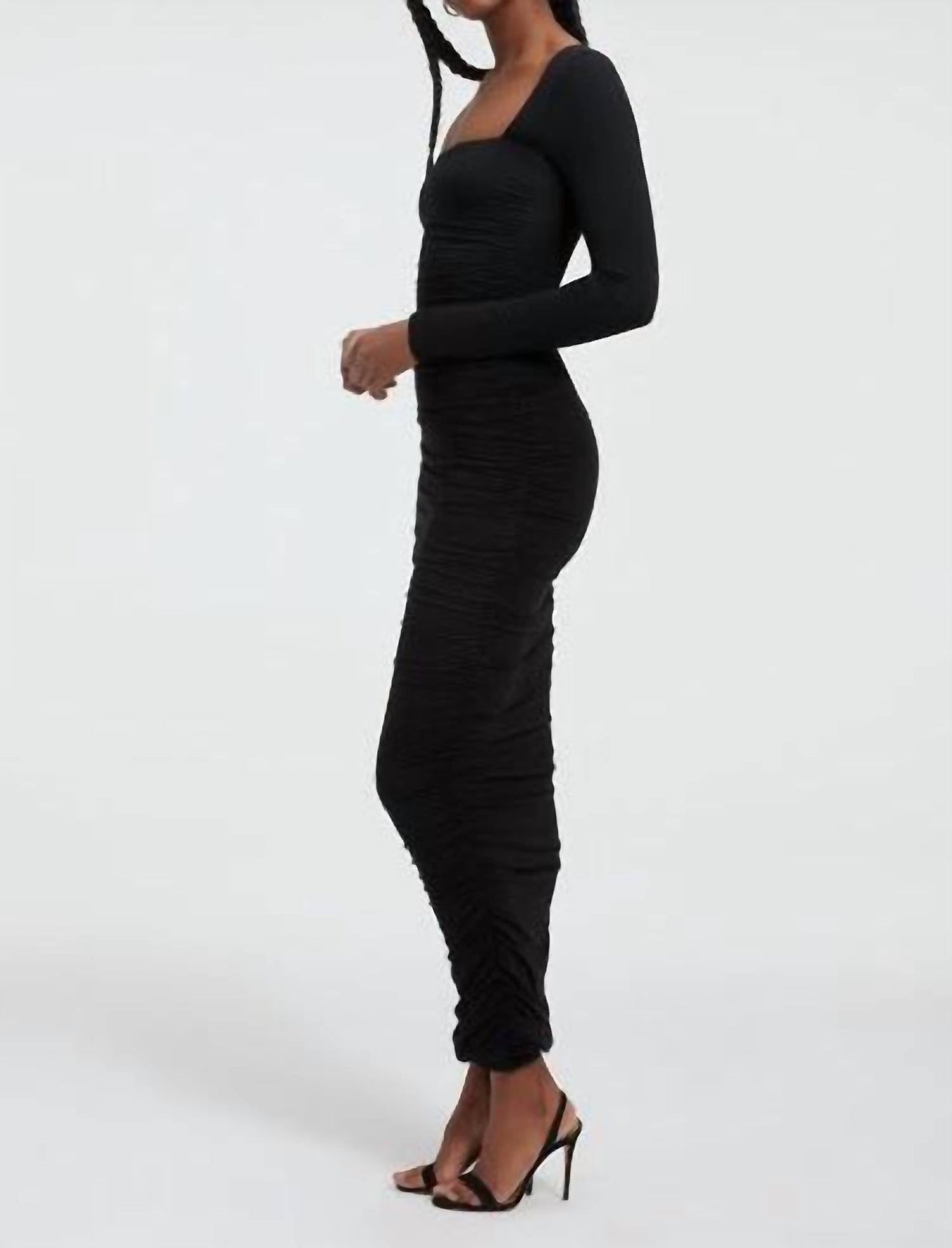 Good American - Ruched Square-neck Maxi Dress