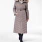 Michael Kors Women's Faux Fur Trim Belted Puffer Coat Gray Size X-Small