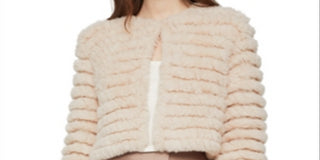 BCBGMAXAZRIA Women's Cropped Faux Fur Jacket Pink Size XX-Small
