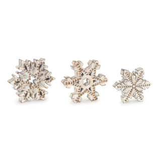 Beaded Wood Design Snowflake Decor (Set of 3)
