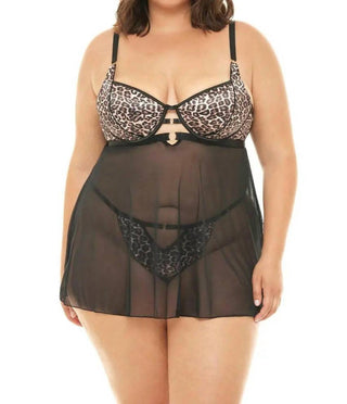 Oh La La Cheri - Journee Leopard Print Babydoll - Plus Size