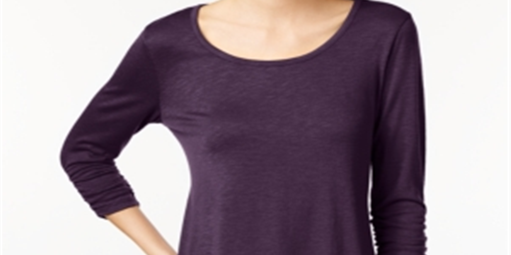 Style & Co Women's Chiffon-Hem Top Purple Size X-Large