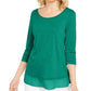 Style & Co Women's Green Chiffon Hem Top Size PM