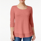 Style & Co Women's Chiffon Hem Top Pink Size X-Small