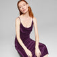 And Now This Women's Asymmetric Striped Slip Dress Purple Size Medium