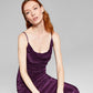 And Now This Women's Asymmetric Striped Slip Dress Purple Size Medium